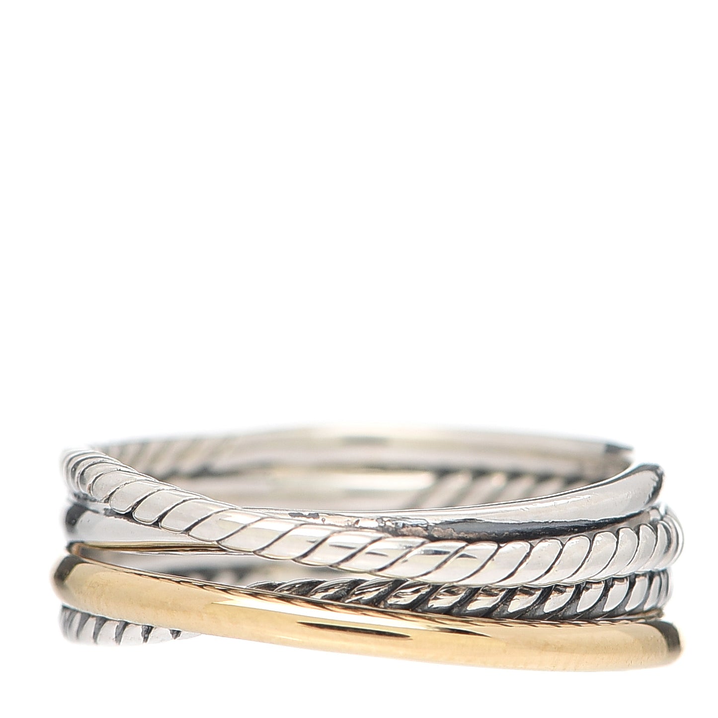 Sterling Silver 14K Yellow Gold Narrow Crossover Ring 56 7.5