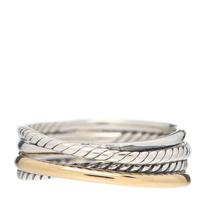 David Yurman Sterling Silver 14K Yellow Gold Narrow Crossover Ring 56 7.5 1 of 5