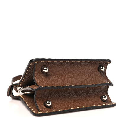Fendi Cuoio Romano Raffia Woven Petite Peekaboo I SEE U Satchel Natural Gianduia 4 of 9