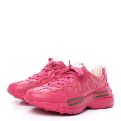 Gucci Calfskin Logo Womens Rhyton Sneakers 37.5 Box Pink 3 of 9