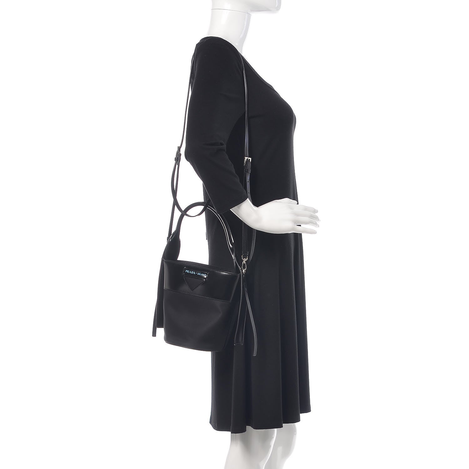 Prada Tessuto Spazzolato Ouverture Bucket Bag Black 3 of 10