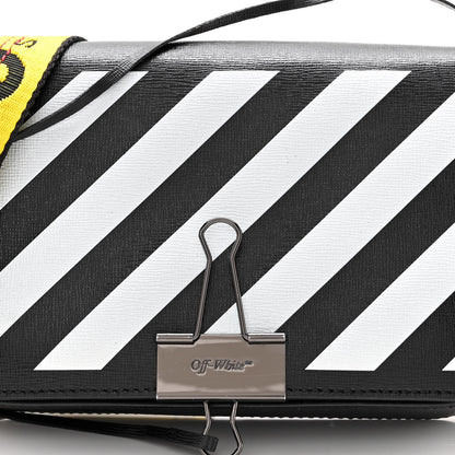 Off-White Saffiano Striped Mini Diag Binder Clip Bag Black White Yellow 7 of 9
