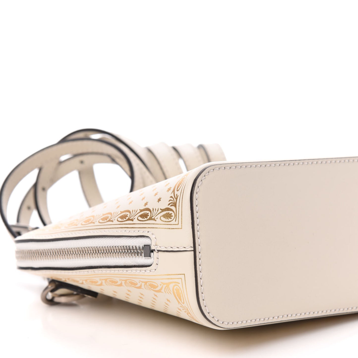X SEGA Calfskin GUCCY Stars Mini Dome Shoulder Bag Mystic White Gold