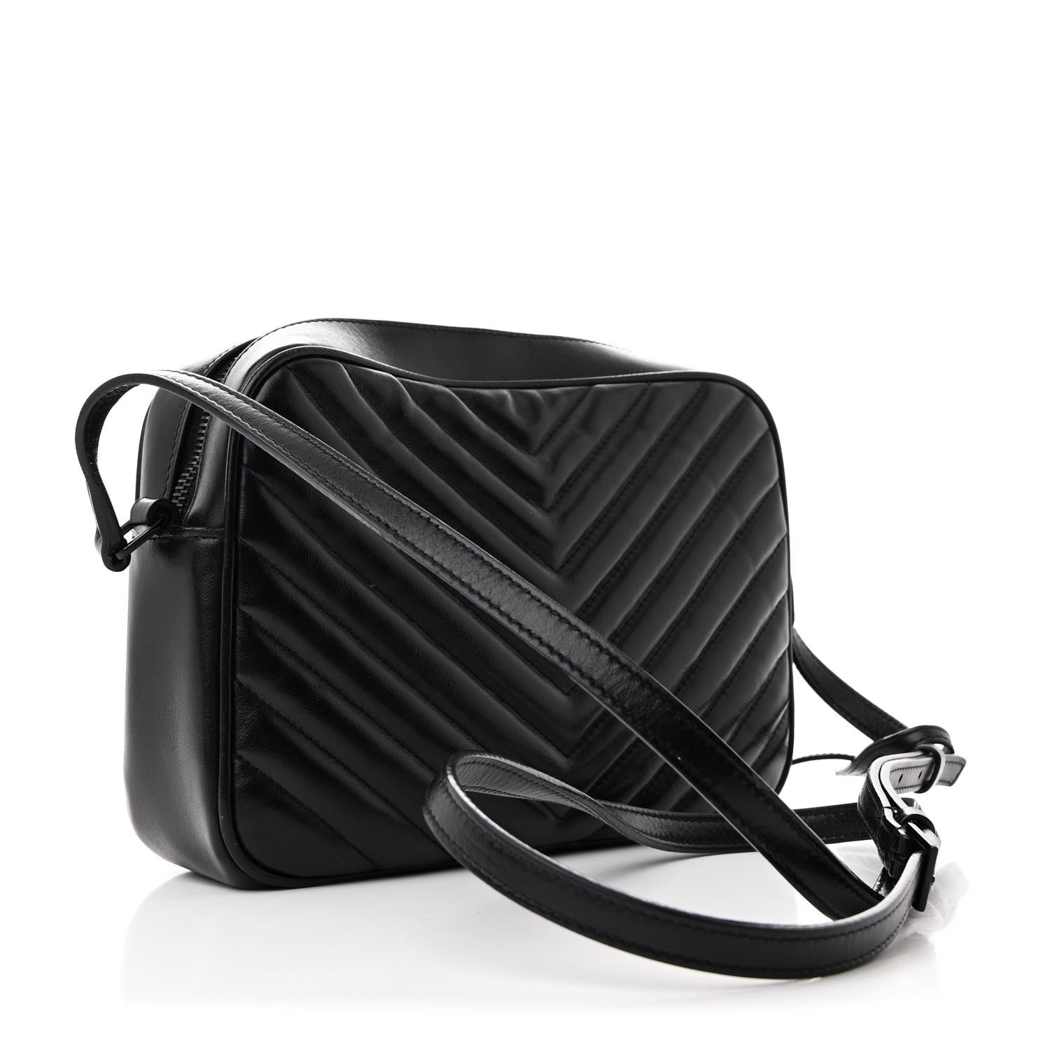 Saint Laurent Calfskin Matelasse Monogram Monochrome Lou Camera Bag Black 3 of 12