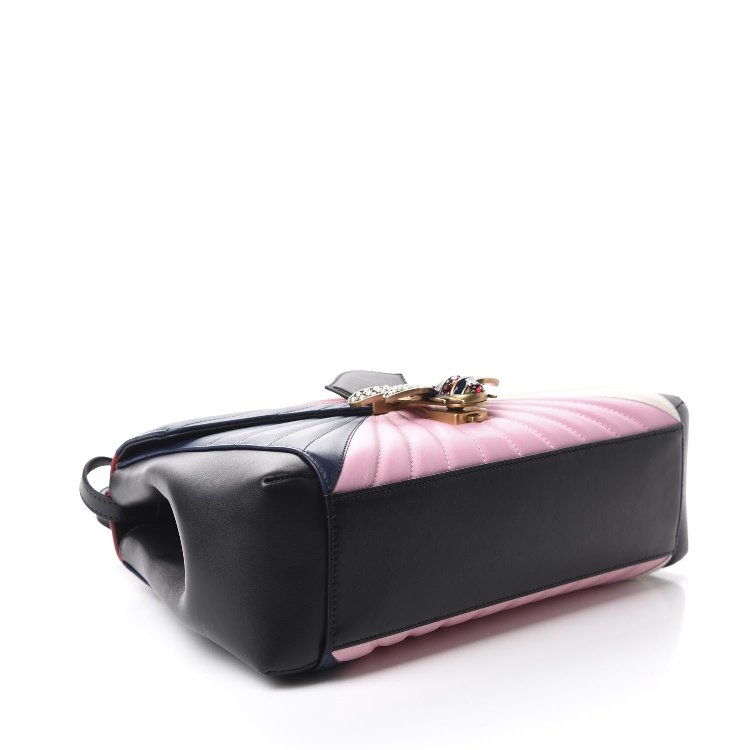 Gucci Calfskin Bamboo Trapuntata Queen Margaret Top Handle Bag Blue Agata Hibiscus Red Mystic White Sugar Pink 4 of 11