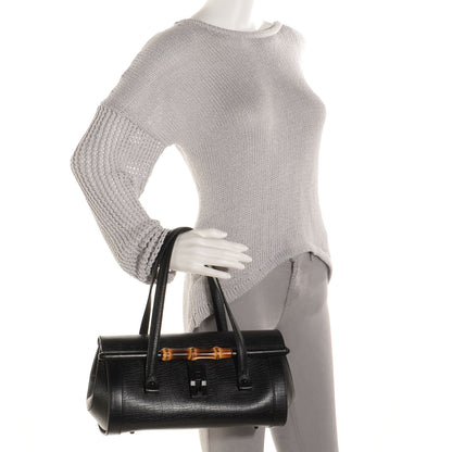 Gucci Leather Bamboo Bullet Tote Bag Black 2 of 8