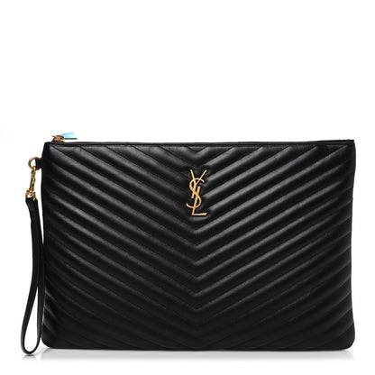 Saint Laurent Calfskin Matelasse Monogram Cassandre Tablet Pouch Black 1 of 7