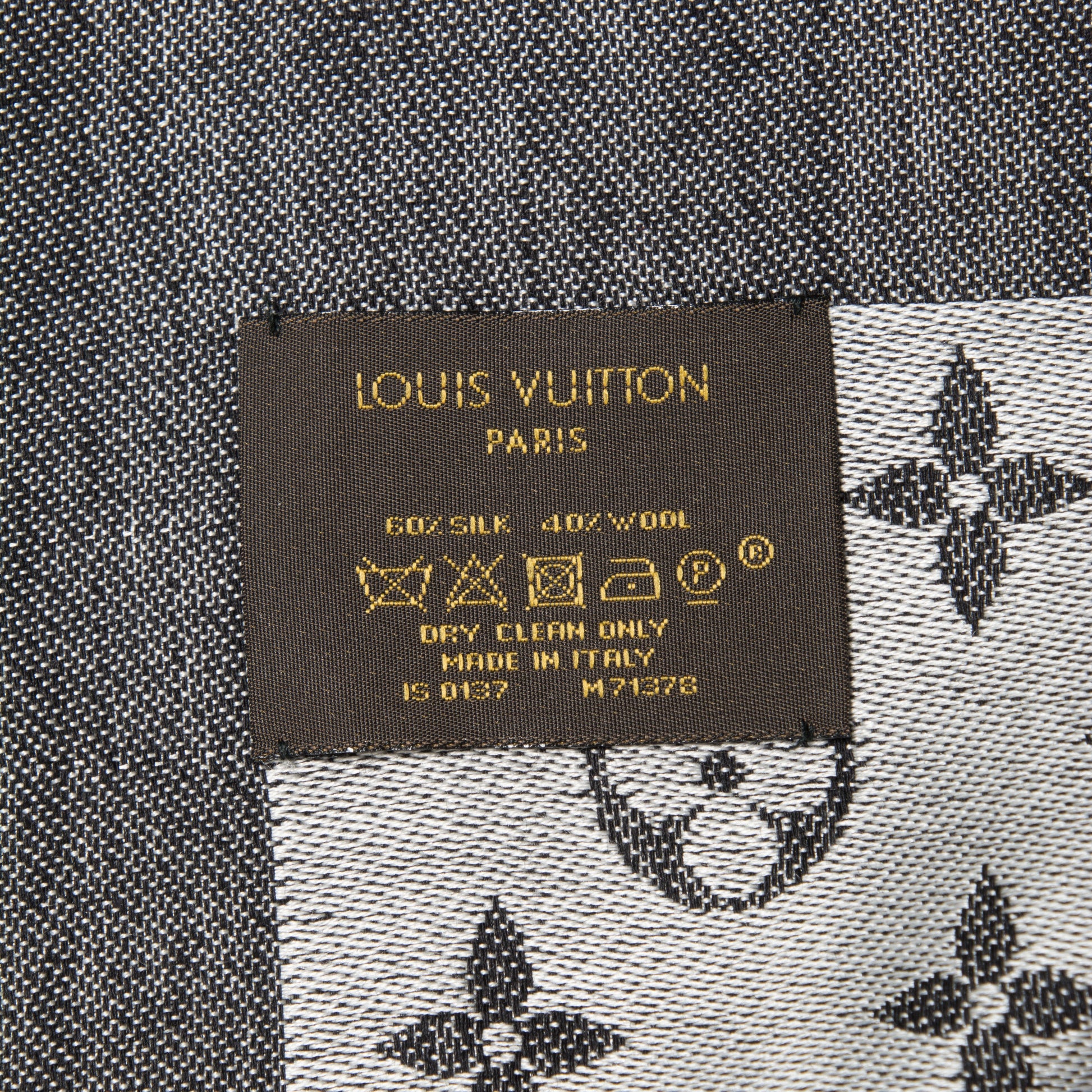 Louis Vuitton Wool Silk Monogram Denim Shawl Black 5 of 7