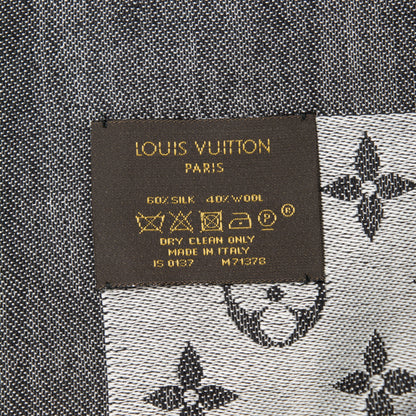 Louis Vuitton Wool Silk Monogram Denim Shawl Black 5 of 7