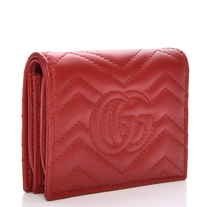 Gucci Calfskin Matelasse GG Marmont Card Case Hibiscus Red 3 of 8