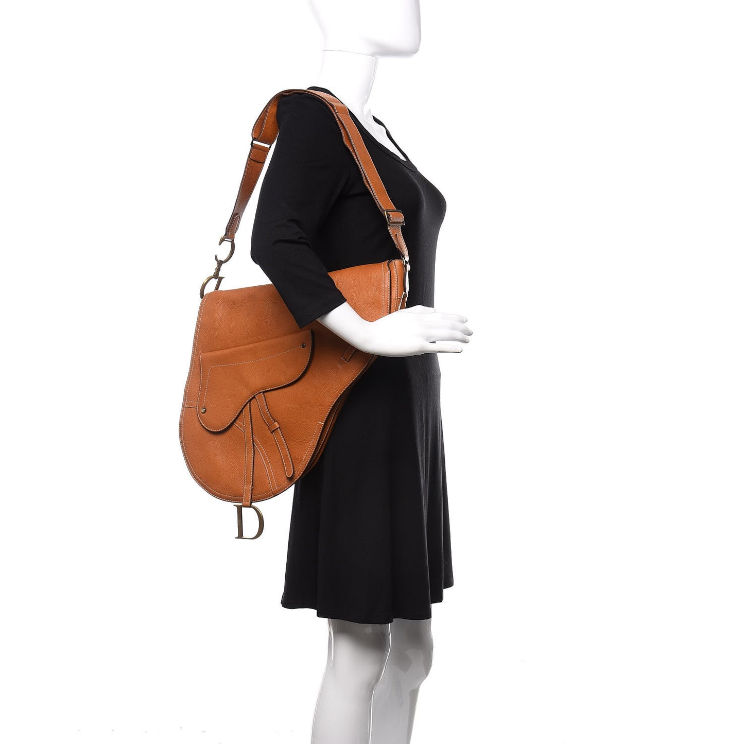 Calfskin Baudrier Saddle Bag Tan