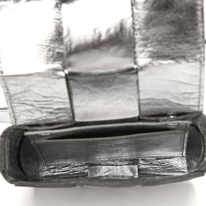 Bottega Veneta Metallic Lambskin Maxi Intrecciato Extra Mini Cassette Crossbody Bag Silver 4 of 9