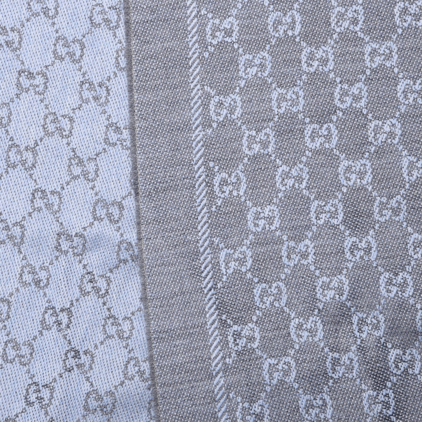 Wool Jacquard Monogram Fringe Scarf Blue