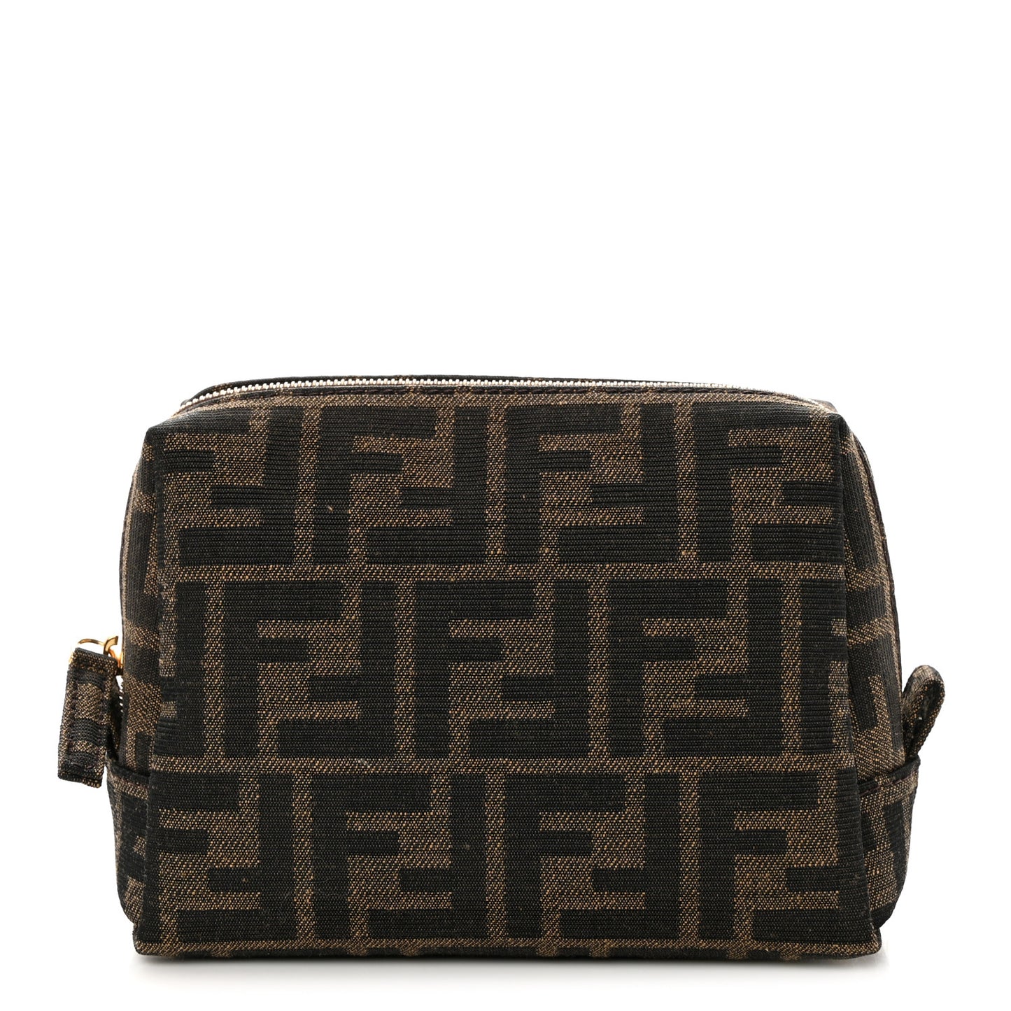 Fabric Jacquard FF 1974 Small Trapezoid Beauty Pouch Tobacco Moro Black