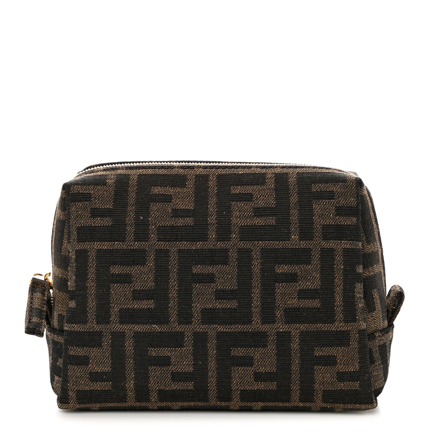 Fendi Fabric Jacquard FF 1974 Small Trapezoid Beauty Pouch Tobacco Moro Black 1 of 9