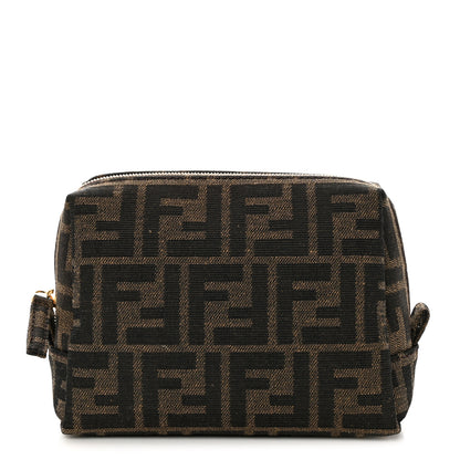 Fendi Fabric Jacquard FF 1974 Small Trapezoid Beauty Pouch Tobacco Moro Black 1 of 9