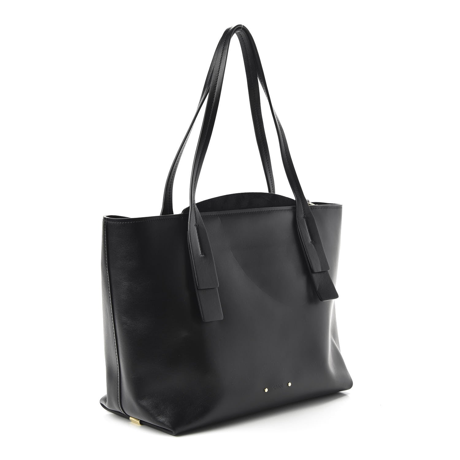 Chloe Shiny Calfskin Suede Medium C Zipped Tote Black 3 of 10