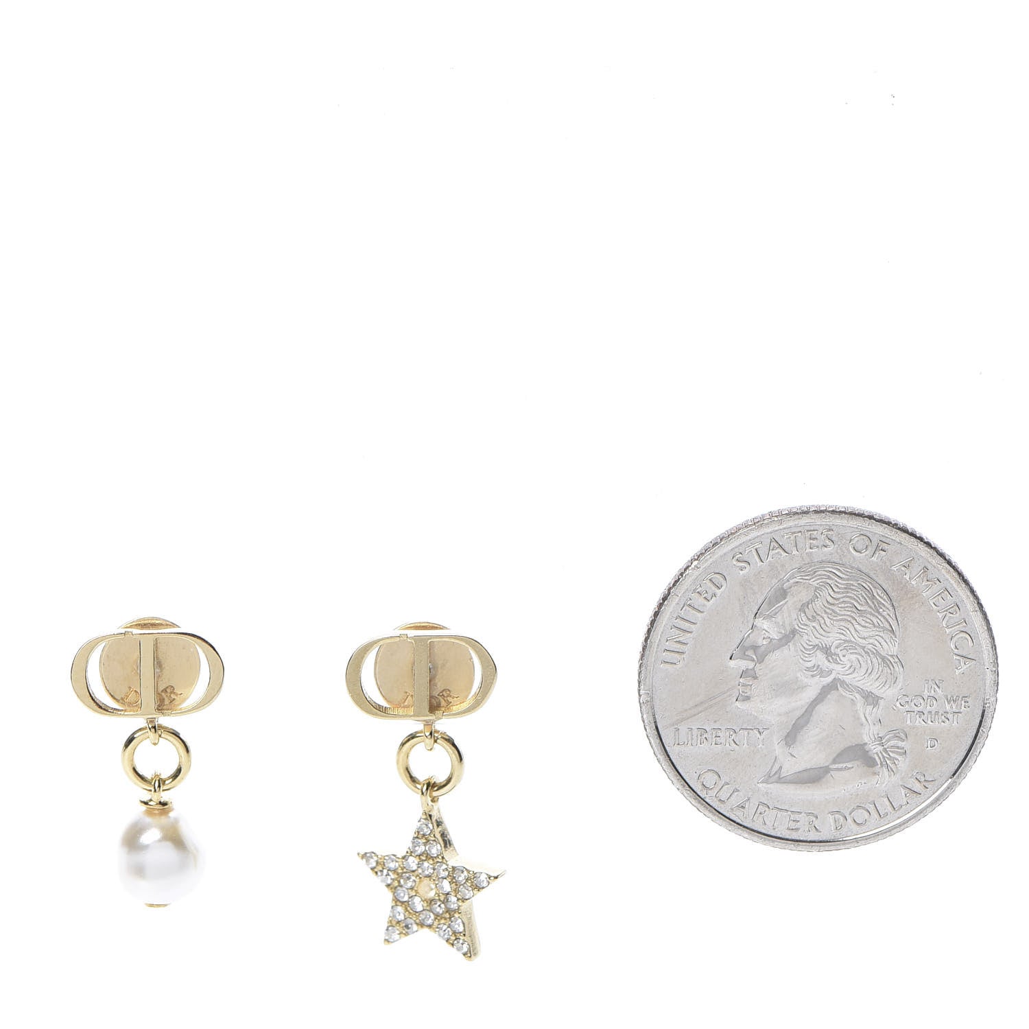 Christian Dior Crystal Pearl Star Earrings Gold 2 of 4