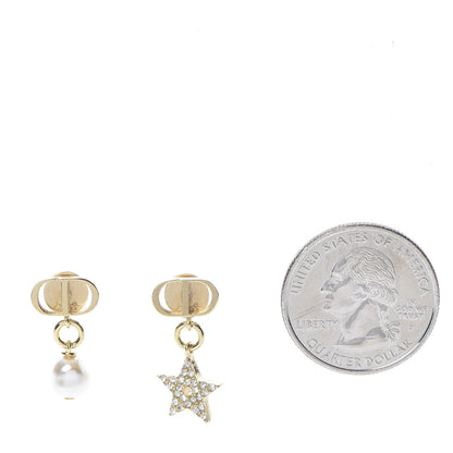 Christian Dior Crystal Pearl Star Earrings Gold 2 of 4