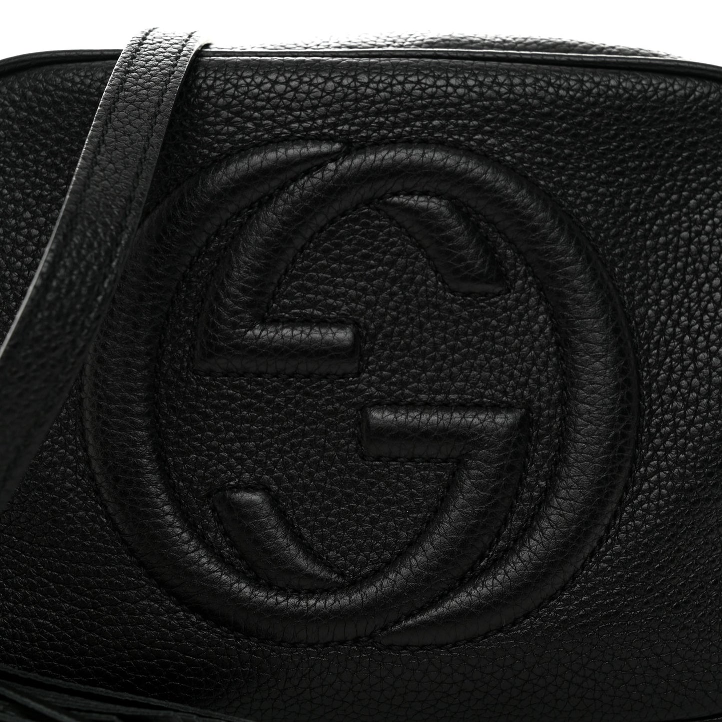 Pebbled Calfskin Small Soho Disco Bag Black