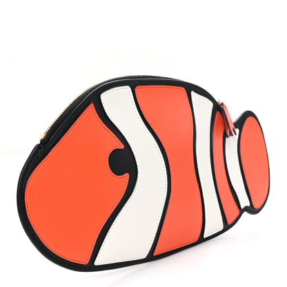 Chanel Lambskin Clownfish Clutch Orange White Black 3 of 7