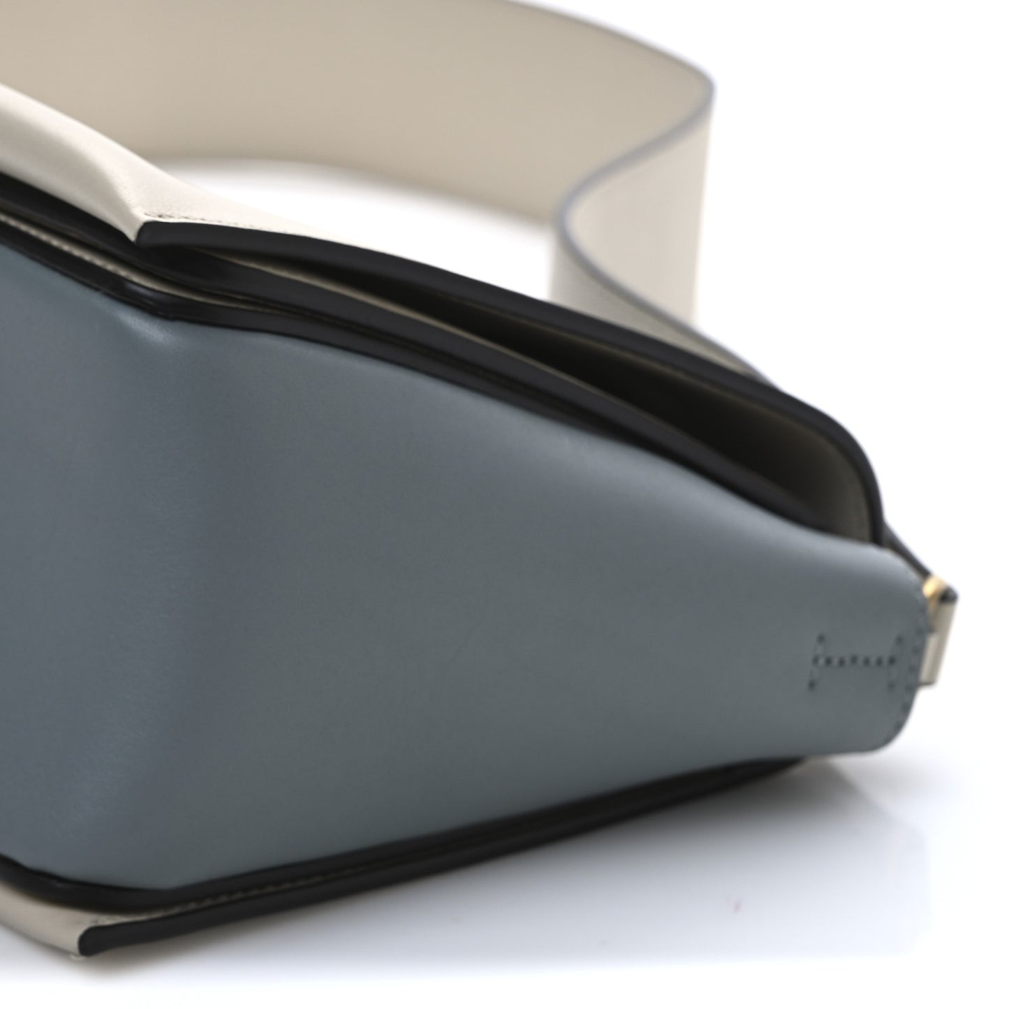 Shiny Smooth Calfskin Medium Frame Shoulder Bag Grege Storm