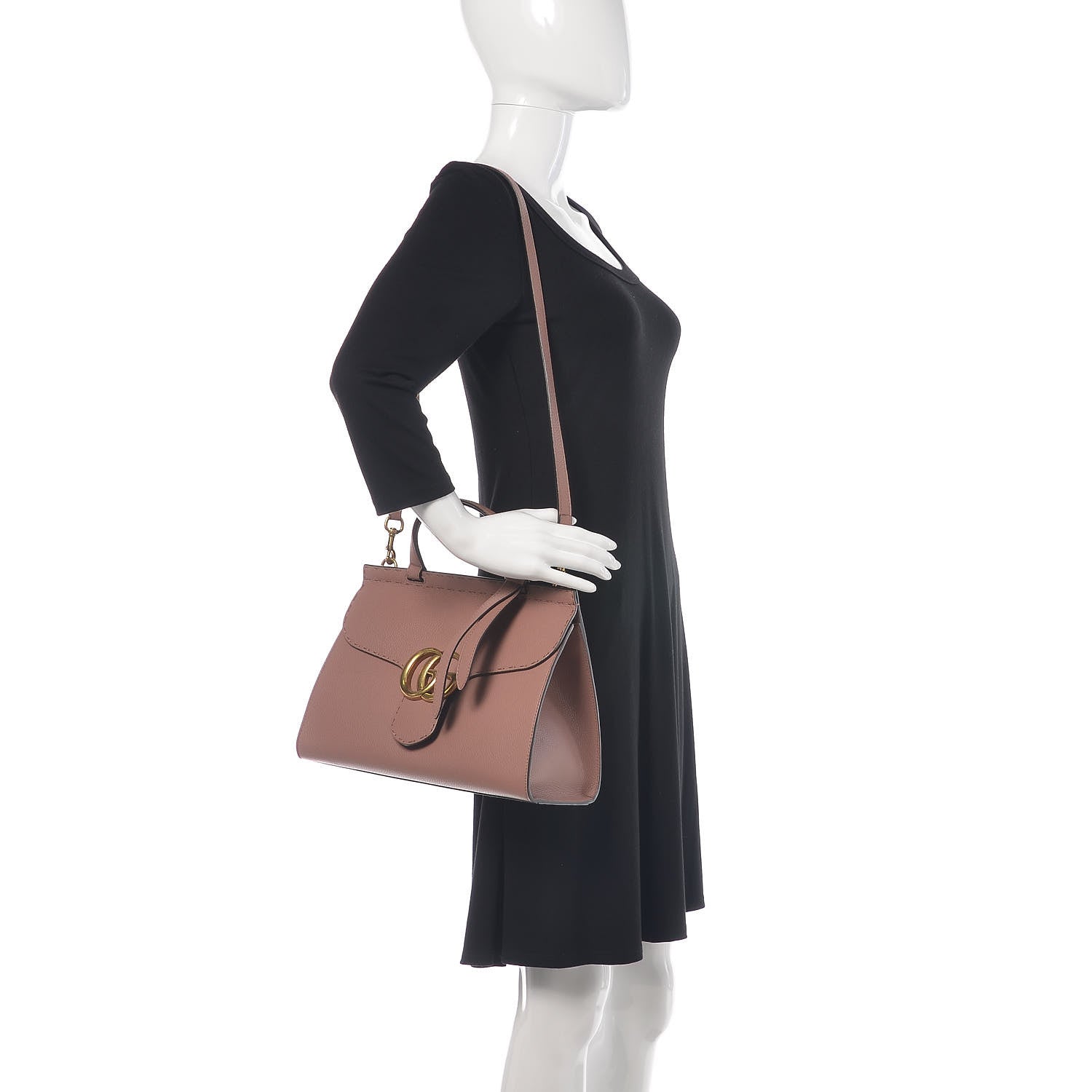 Gucci Calfskin Small GG Marmont Top Handle Bag Rosy Phard 2 of 12