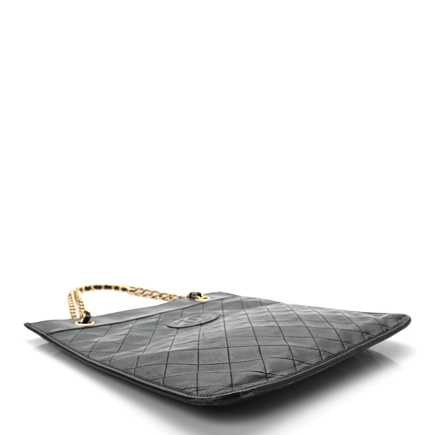 Chanel Lambskin Quilted Flat Tote Black 4 of 12