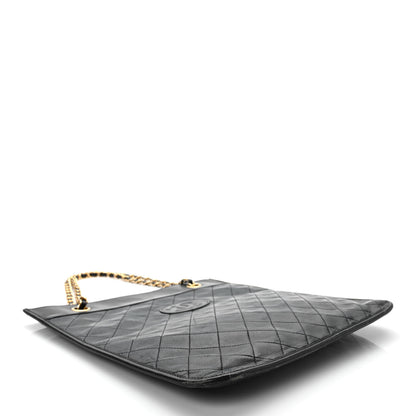 Chanel Lambskin Quilted Flat Tote Black 4 of 12