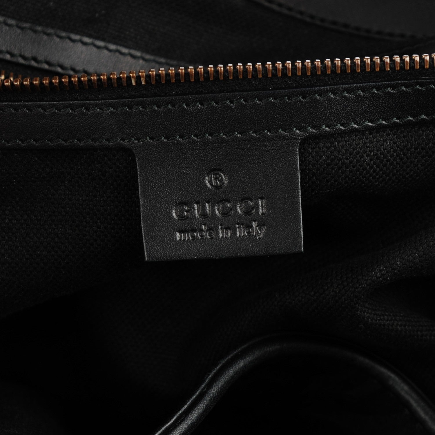 Gucci Soft Leather Brocade Medium Stirrup Shoulder Bag Black 6 of 7