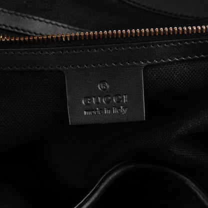 Gucci Soft Leather Brocade Medium Stirrup Shoulder Bag Black 6 of 7