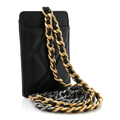 Chanel Goatskin Quilted Chanel 19 Card Holder On Chain Black 3 of 9