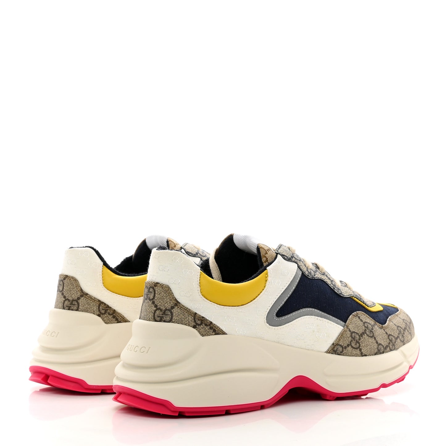 GG Supreme Monogram Mix Monogram Mens Rhyton Sneakers 10 London Blue Beige Sun Yellow