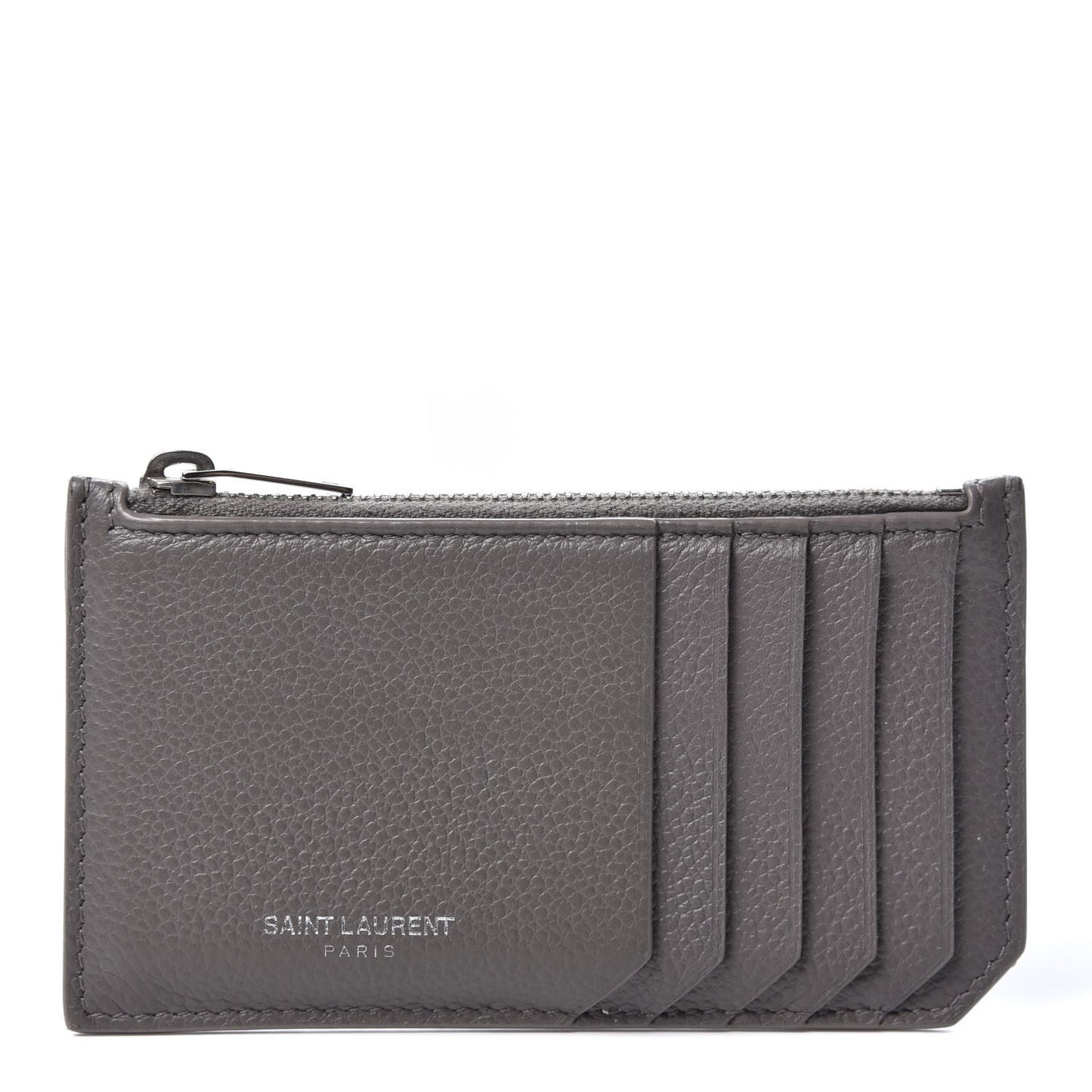 Grained Calfskin 5 Fragments Zip Pouch Card Holder Earth