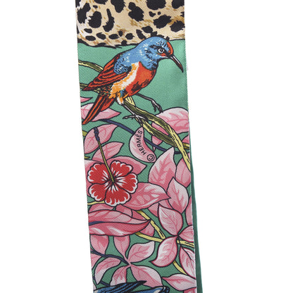 Hermes Silk Jungle Love Love Twilly Emeraude Rose Brun 5 of 5