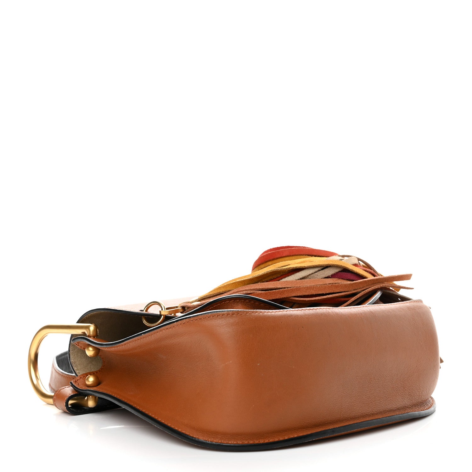 Chloe Calfskin Small Hudson Fringe Shoulder Bag Caramel 4 of 26