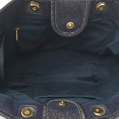 Chanel Lurex Canvas Medium Deauville Tote Navy Blue Gold 4 of 10