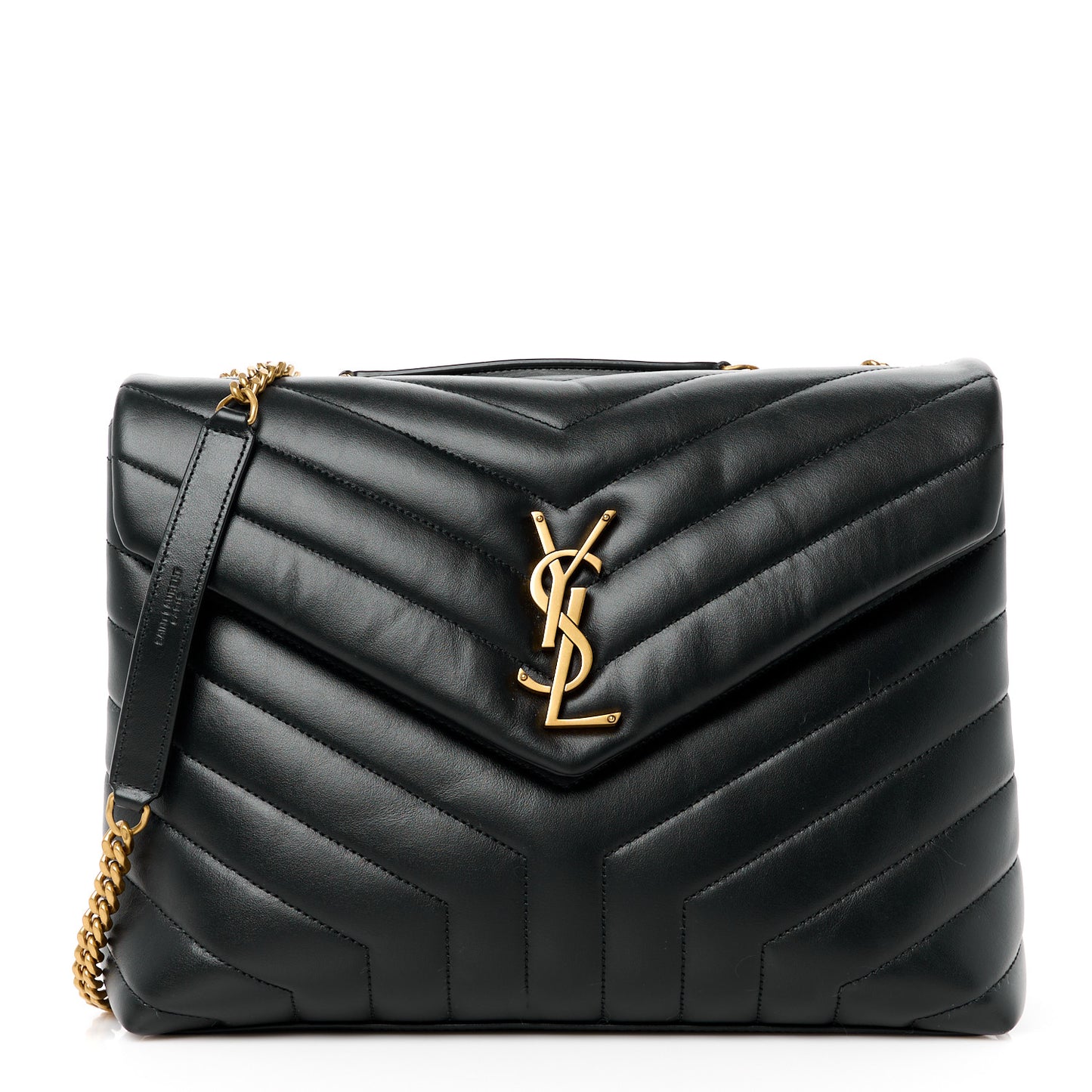 Calfskin Y Quilted Monogram Medium Loulou Chain Satchel Black