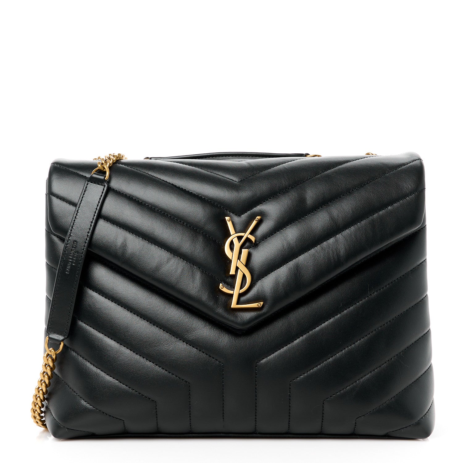Saint Laurent Calfskin Y Quilted Monogram Medium Loulou Chain Satchel Black 1 of 11
