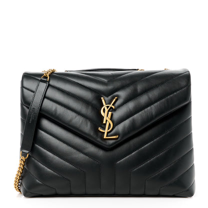 Saint Laurent Calfskin Y Quilted Monogram Medium Loulou Chain Satchel Black 1 of 11