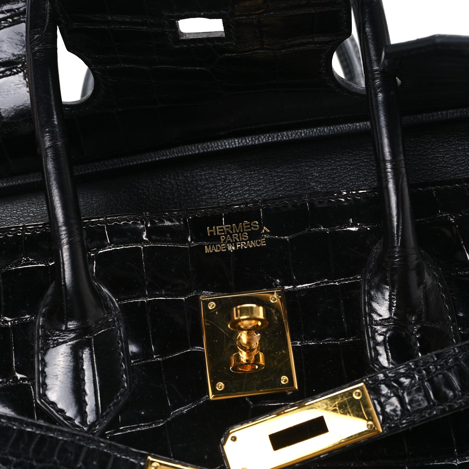 Hermes Shiny Porosus Crocodile Birkin 35 Black 6 of 12