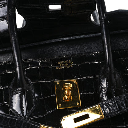 Hermes Shiny Porosus Crocodile Birkin 35 Black 6 of 12
