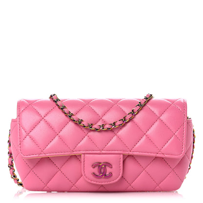 Chanel Lambskin Quilted Glasses Case With Chain Pink Yellow 1 of 11