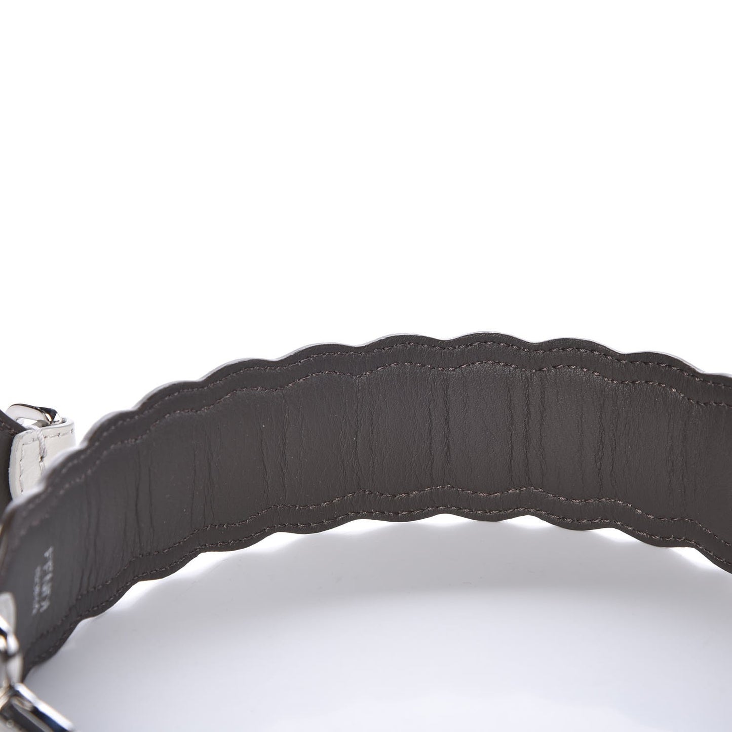 Vitello Dolce Bi-Color Scalloped Spike Studded Strap You White Ice Carbone Multicolor