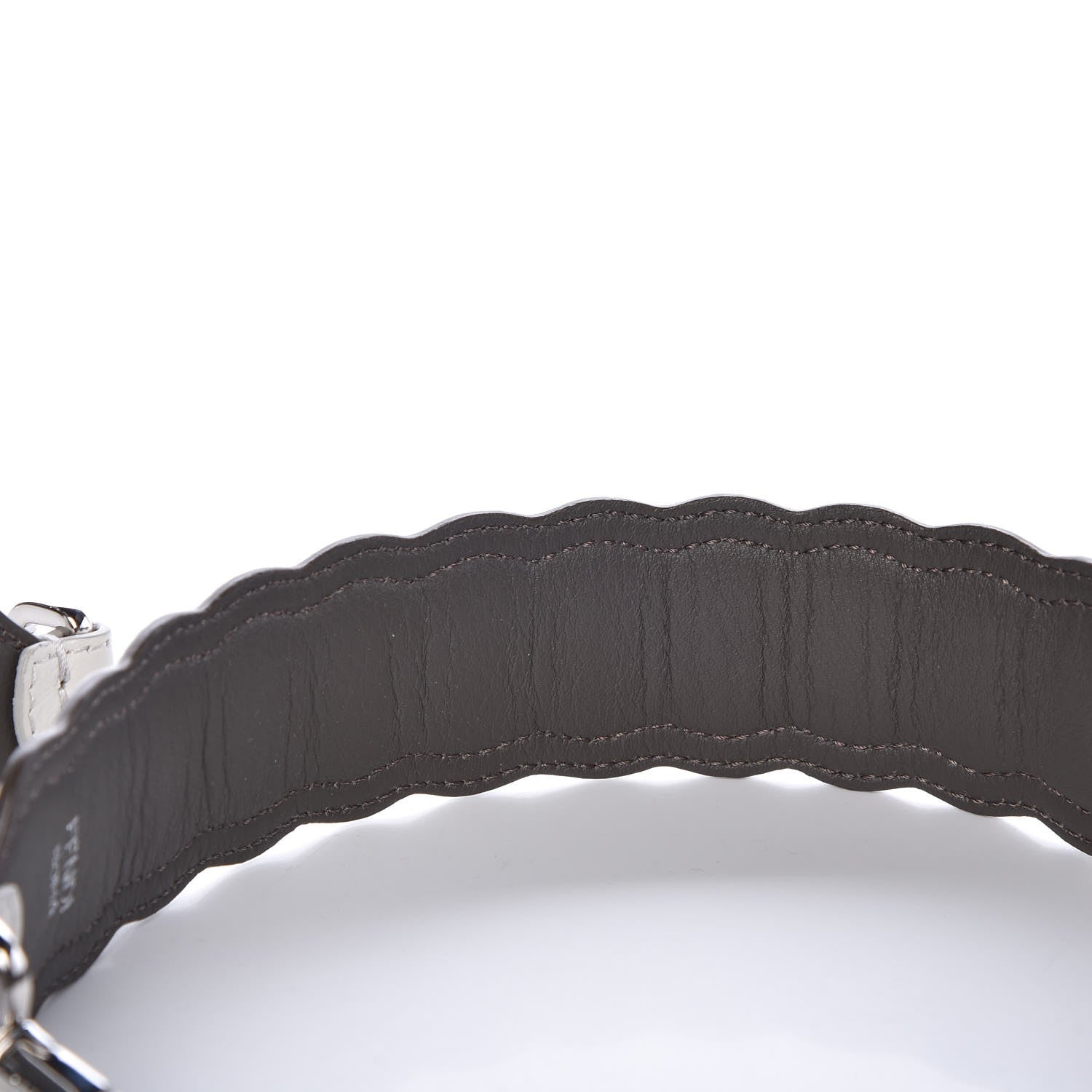 Fendi Vitello Dolce Bi-Color Scalloped Spike Studded Strap You White Ice Carbone Multicolor 4 of 4