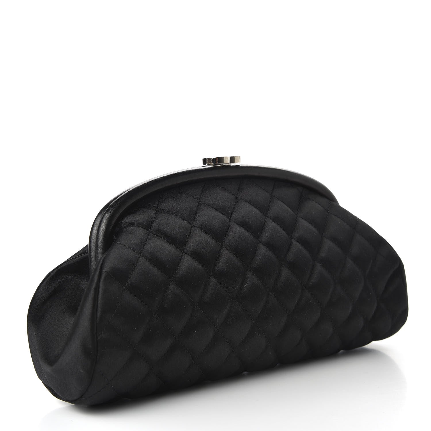 Chanel Satin Quilted Timeless Clutch Black 3 of 8