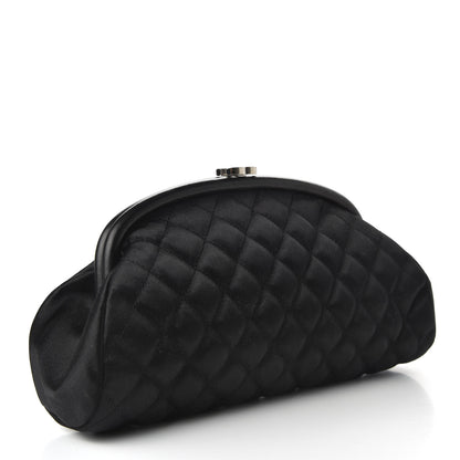 Chanel Satin Quilted Timeless Clutch Black 3 of 8