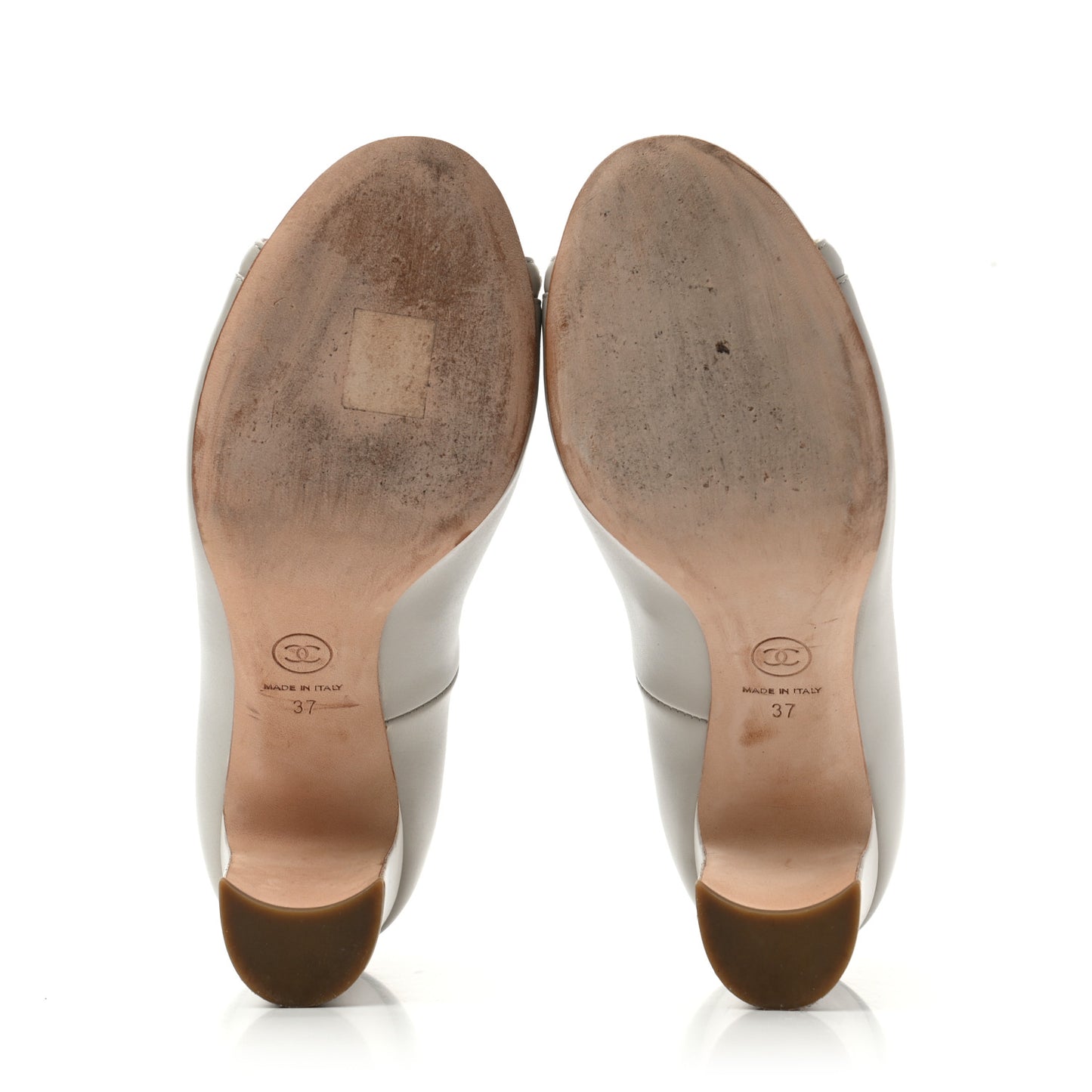 Lambskin Peep Toe CC Pumps 37 Grey