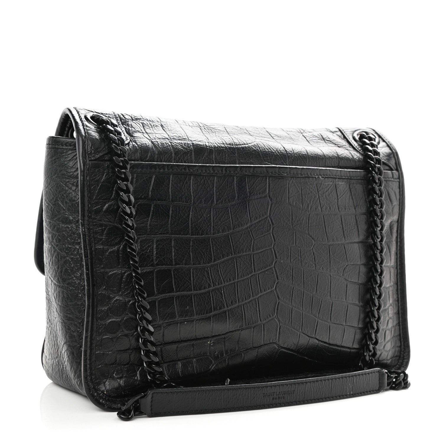 Saint Laurent Crinkled Calfskin Matelasse Monogram Medium Niki Chain Satchel Black 3 of 8