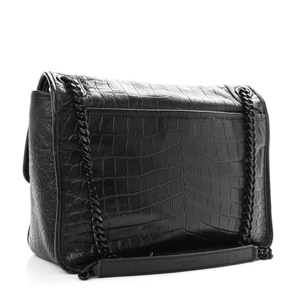 Saint Laurent Crinkled Calfskin Matelasse Monogram Medium Niki Chain Satchel Black 3 of 8
